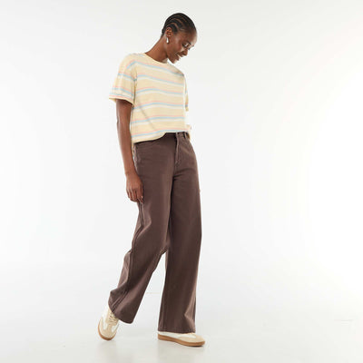 Jean wide leg de tiro alto MARRON