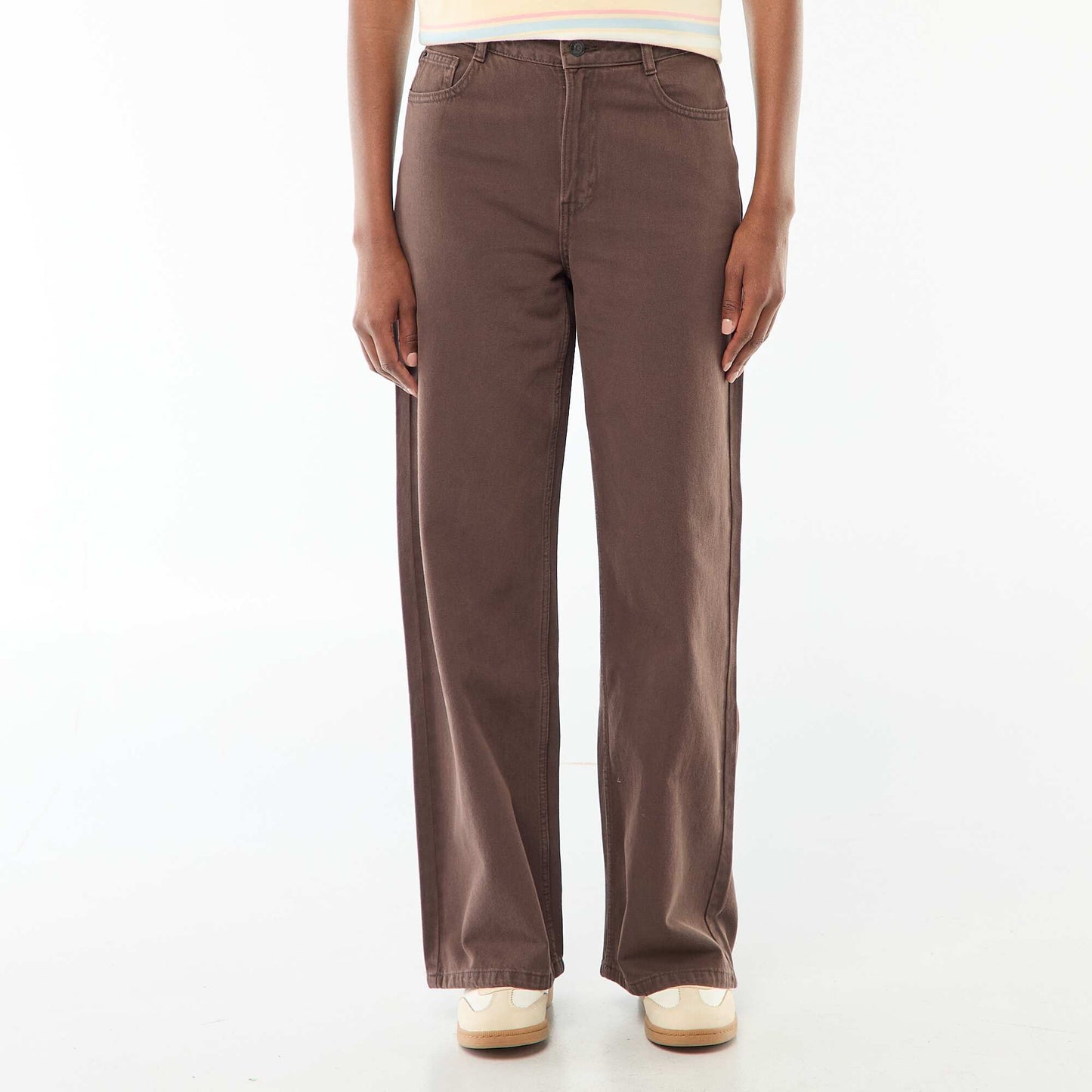 Jean wide leg de tiro alto MARRON