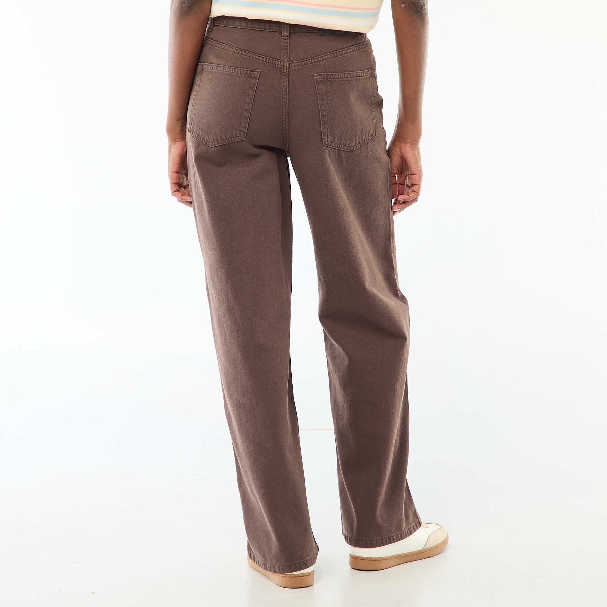 Jean wide leg de tiro alto MARRON