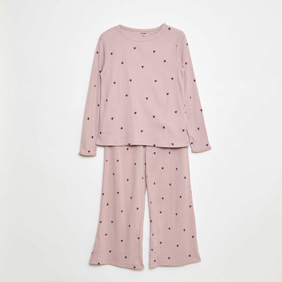 Pijama largo con estampado de rayas - 2 piezas PURPURA