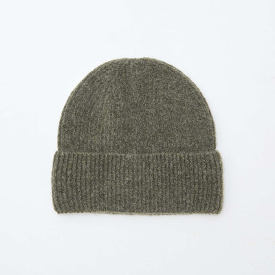 Gorro de punto de canalé con vuelta VERDE