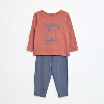 Conjunto pijama camiseta + leggings estampado - 2 piezas ROJO