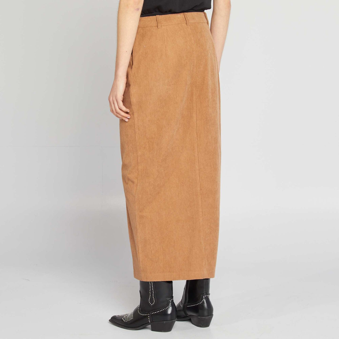 Falda midi de pana BEIGE