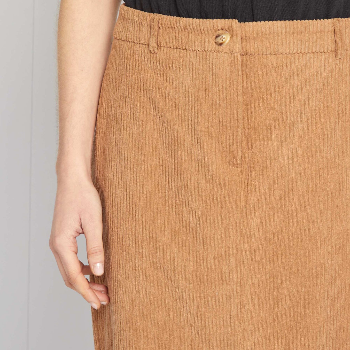 Falda midi de pana BEIGE