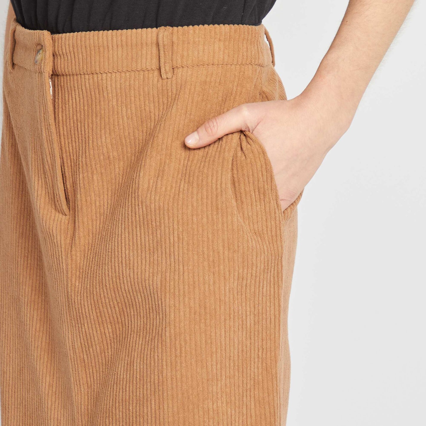 Falda midi de pana BEIGE