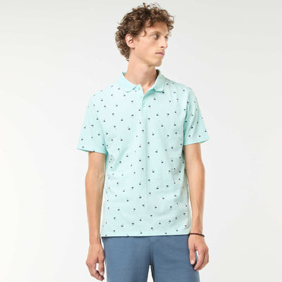 Remera de punto de piqué con motivo all over AZUL