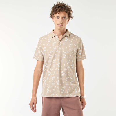 Remera de punto de piqué con motivo all over BEIGE