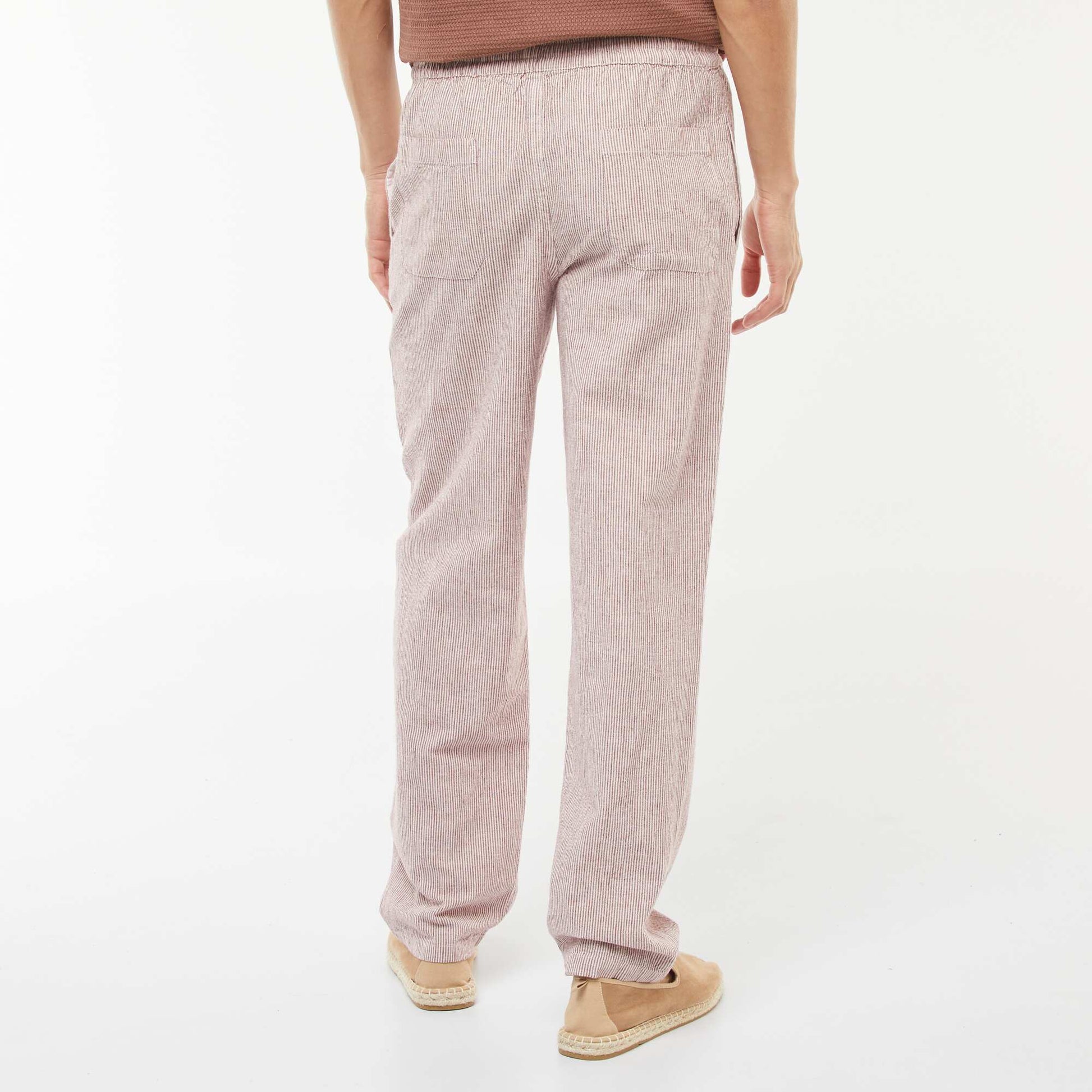 Pantalón de mezcla de lino corte recto ROJO