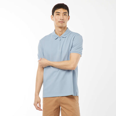 Remera de panal de abeja con cremallera en el cuello AZUL