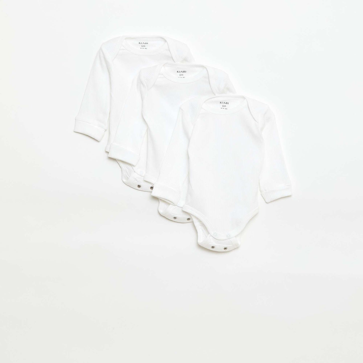 Pack de 3 bodies evolutivos cuello americano y manga larga BLANCO