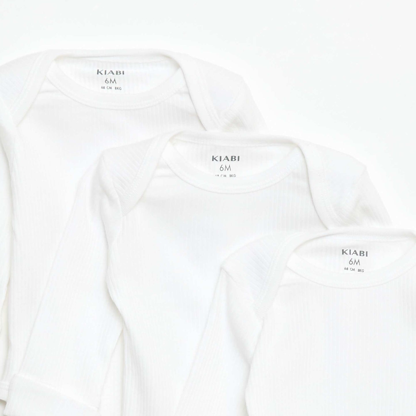 Pack de 3 bodies evolutivos cuello americano y manga larga BLANCO