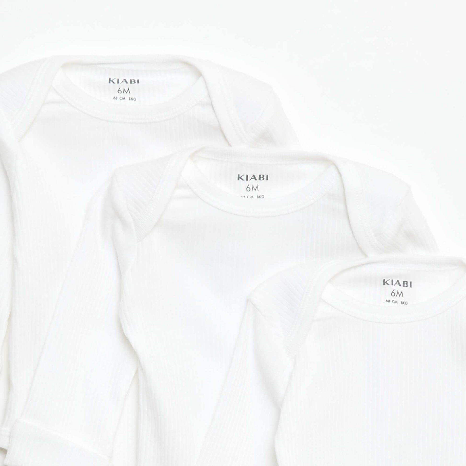 Pack de 3 bodies evolutivos cuello americano y manga larga BLANCO