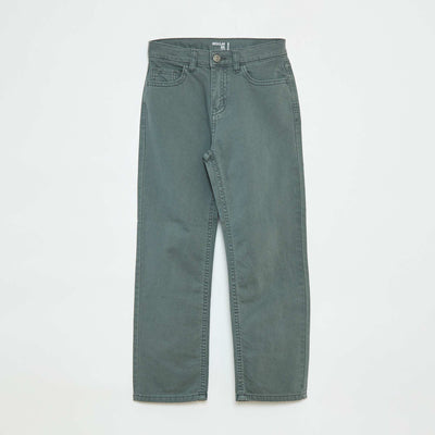 Pantalón recto regular fit con 5 bolsillos VERDE