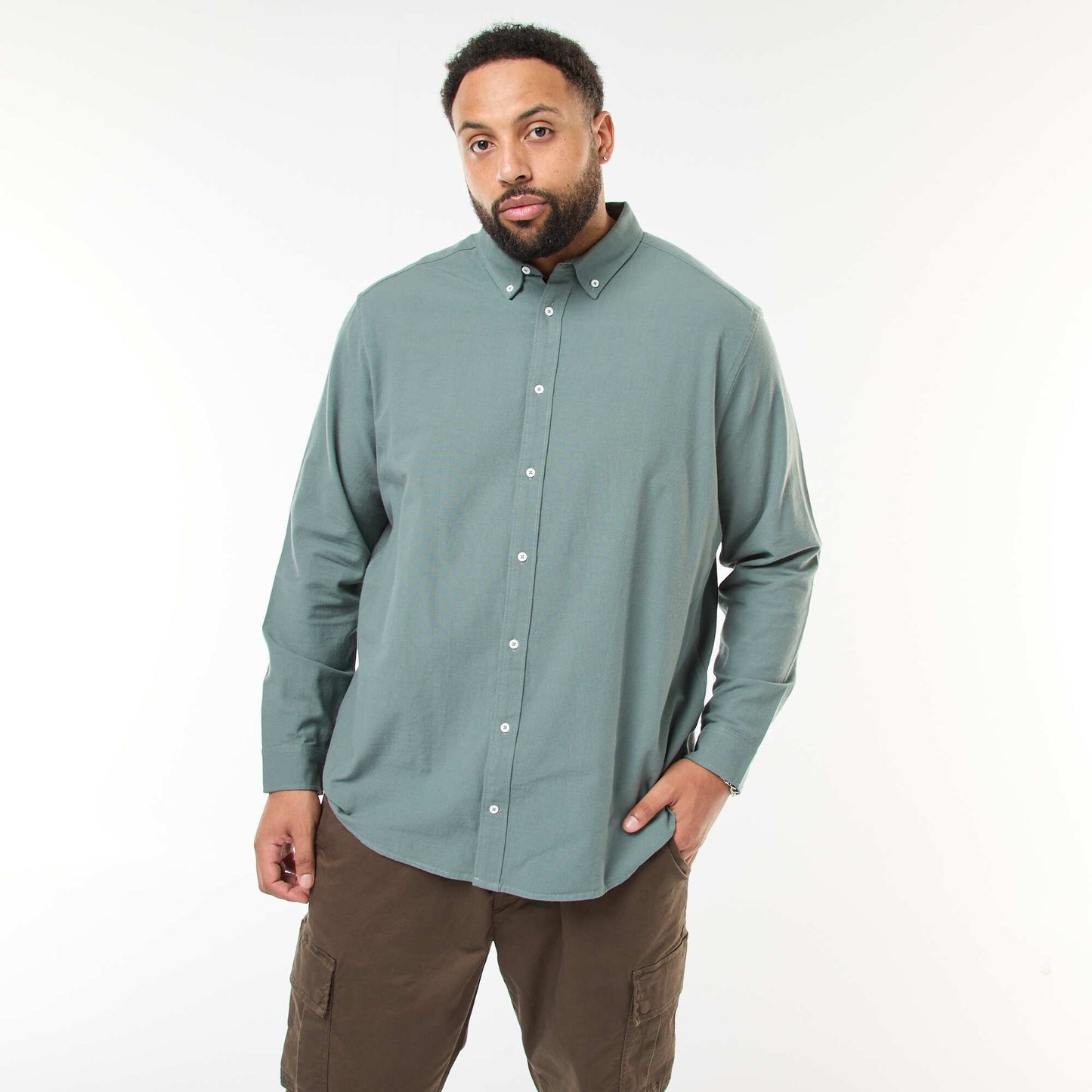Camisa oxford recta lisa VERDE