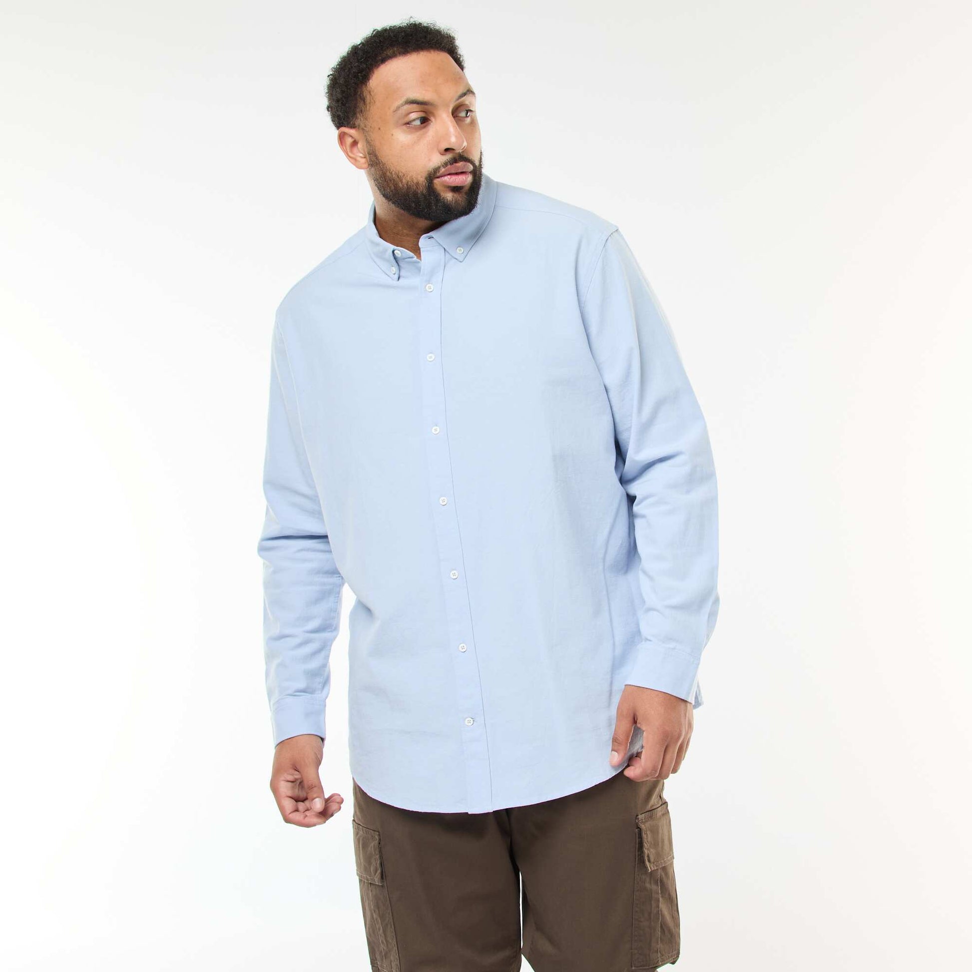 Camisa oxford recta lisa AZUL