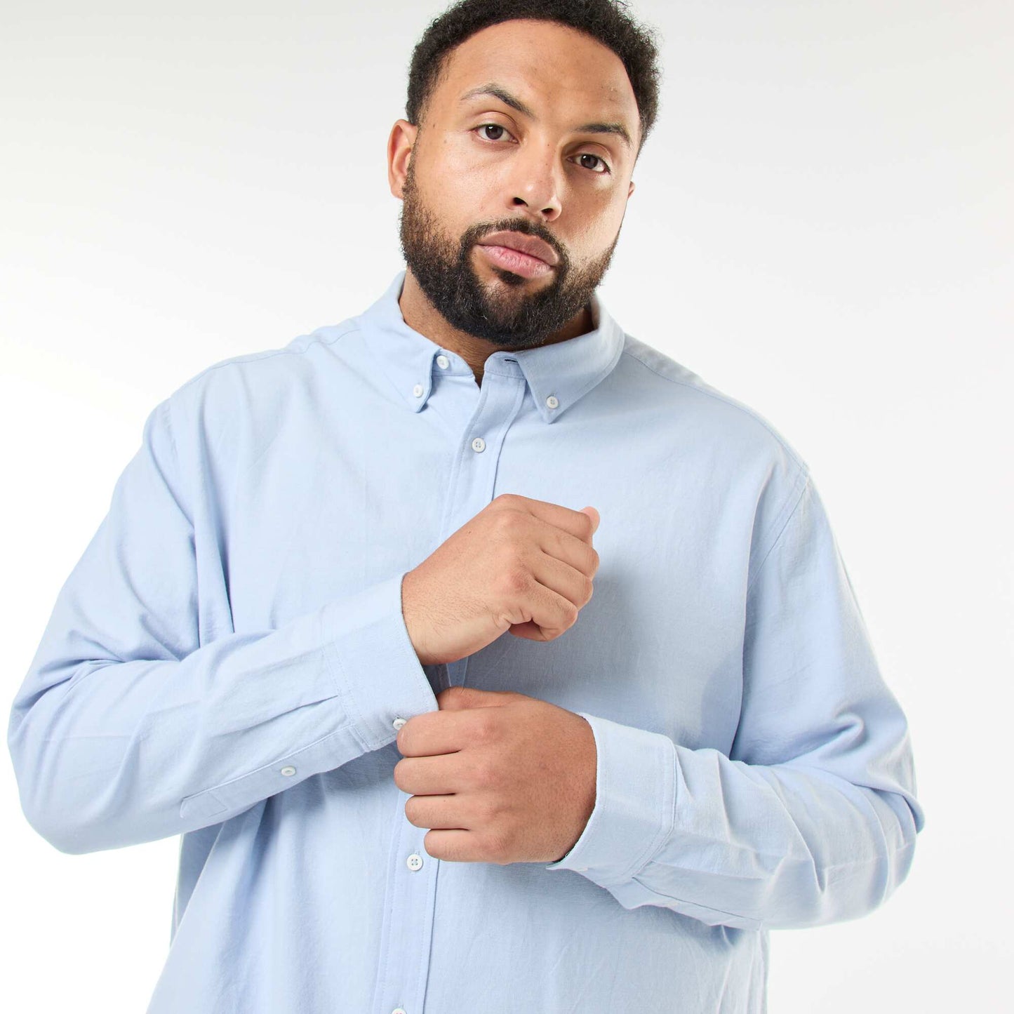 Camisa oxford recta lisa AZUL