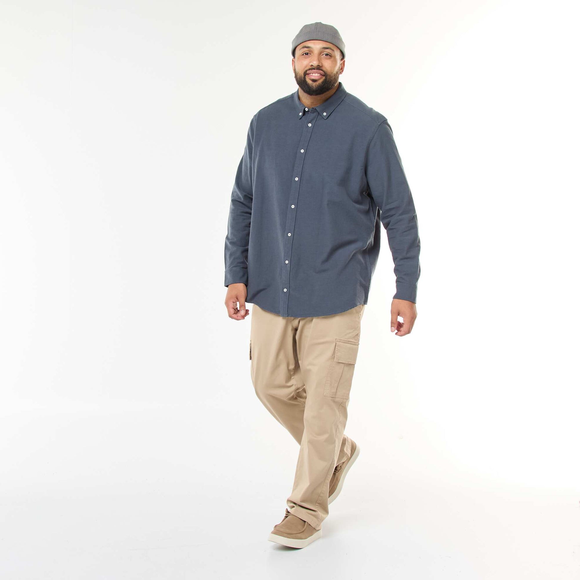 Camisa oxford recta lisa AZUL