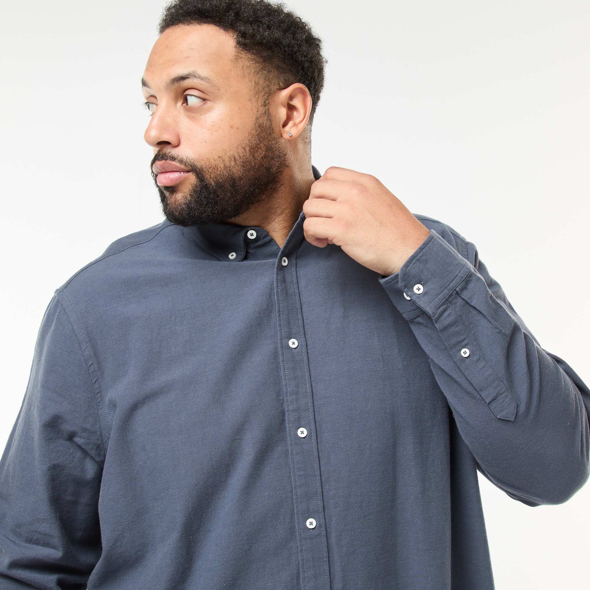 Camisa oxford recta lisa AZUL