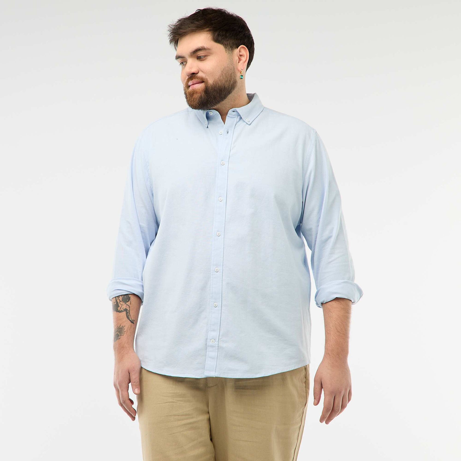 Camisa oxford recta lisa AZUL