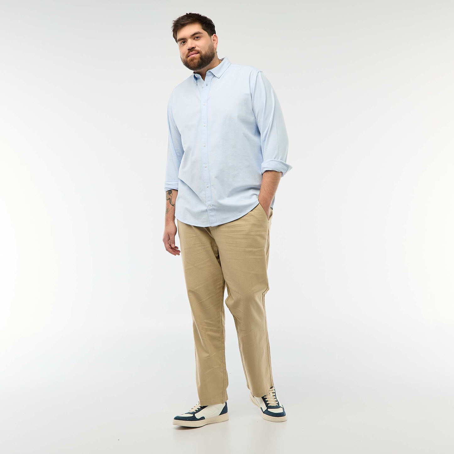 Camisa oxford recta lisa AZUL