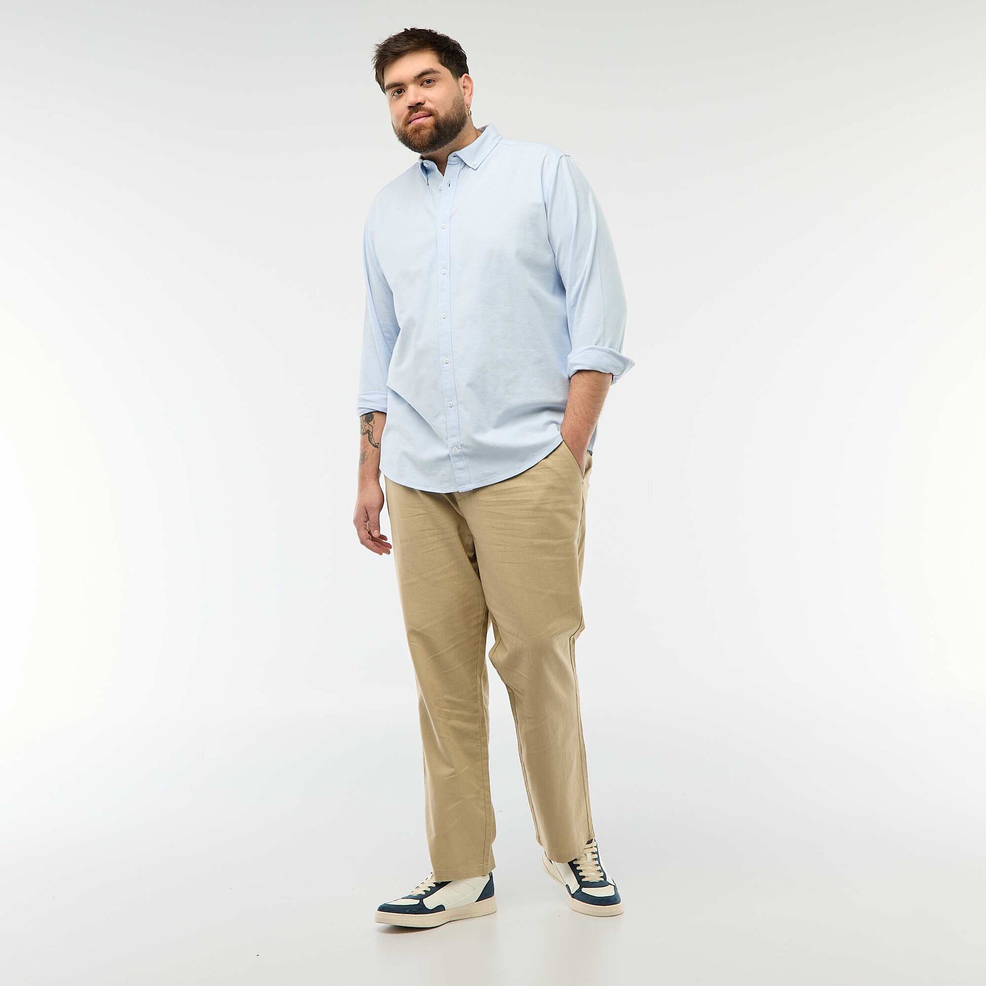Camisa oxford recta lisa AZUL