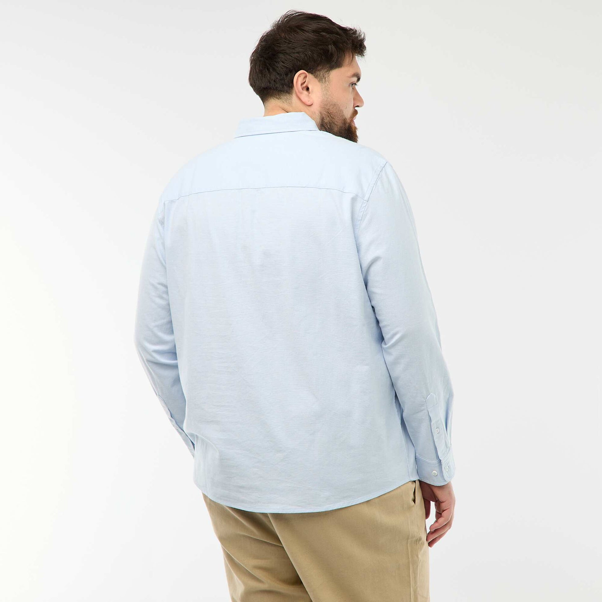 Camisa oxford recta lisa AZUL
