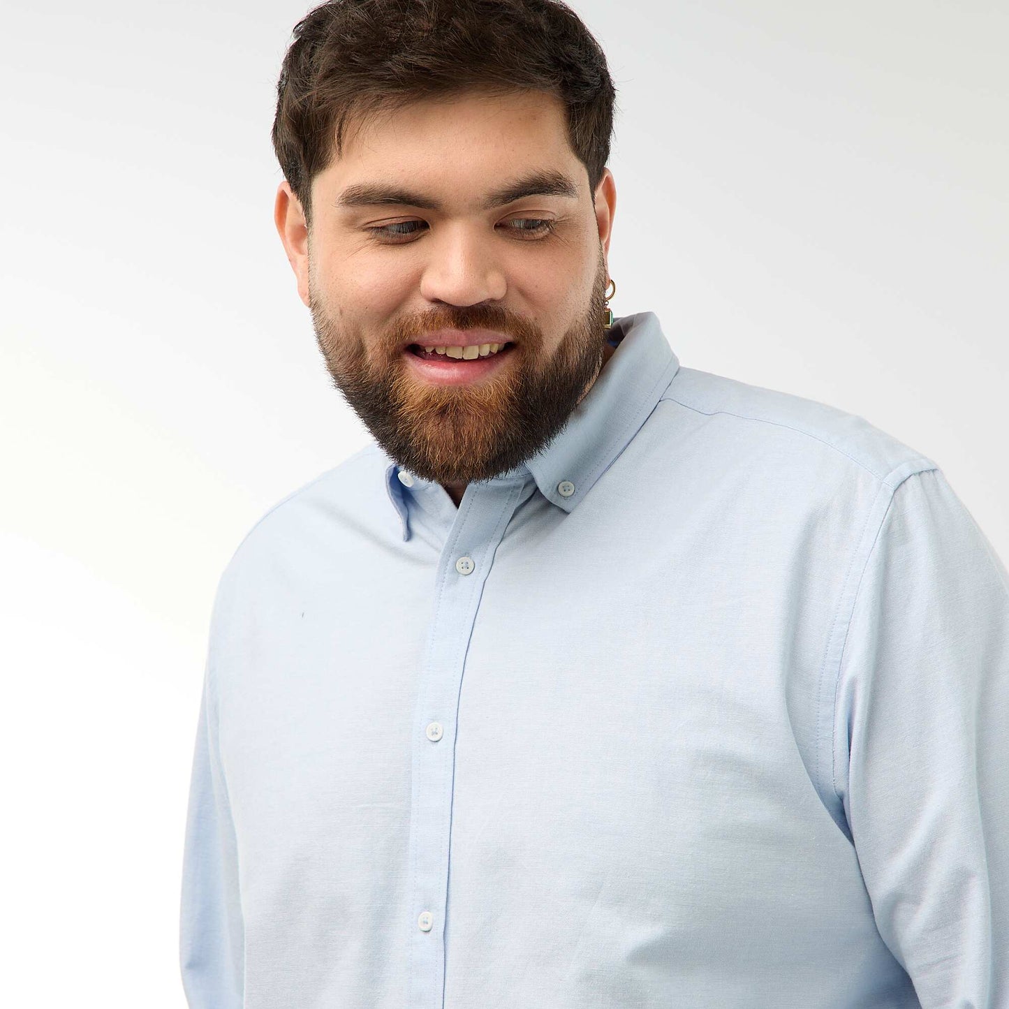 Camisa oxford recta lisa AZUL