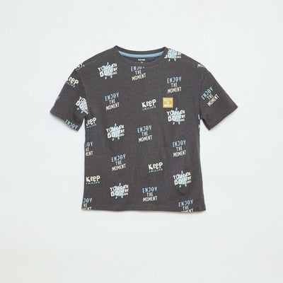 Camiseta de manga corta con motivo NEGRO