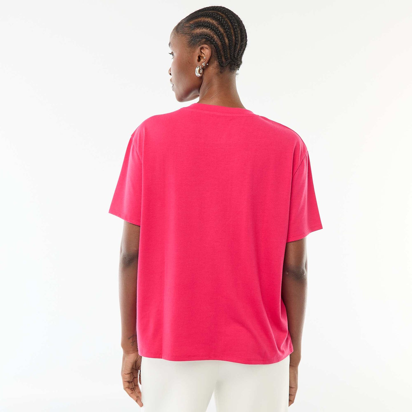 Camiseta de manga corta cuello de pico ROSA