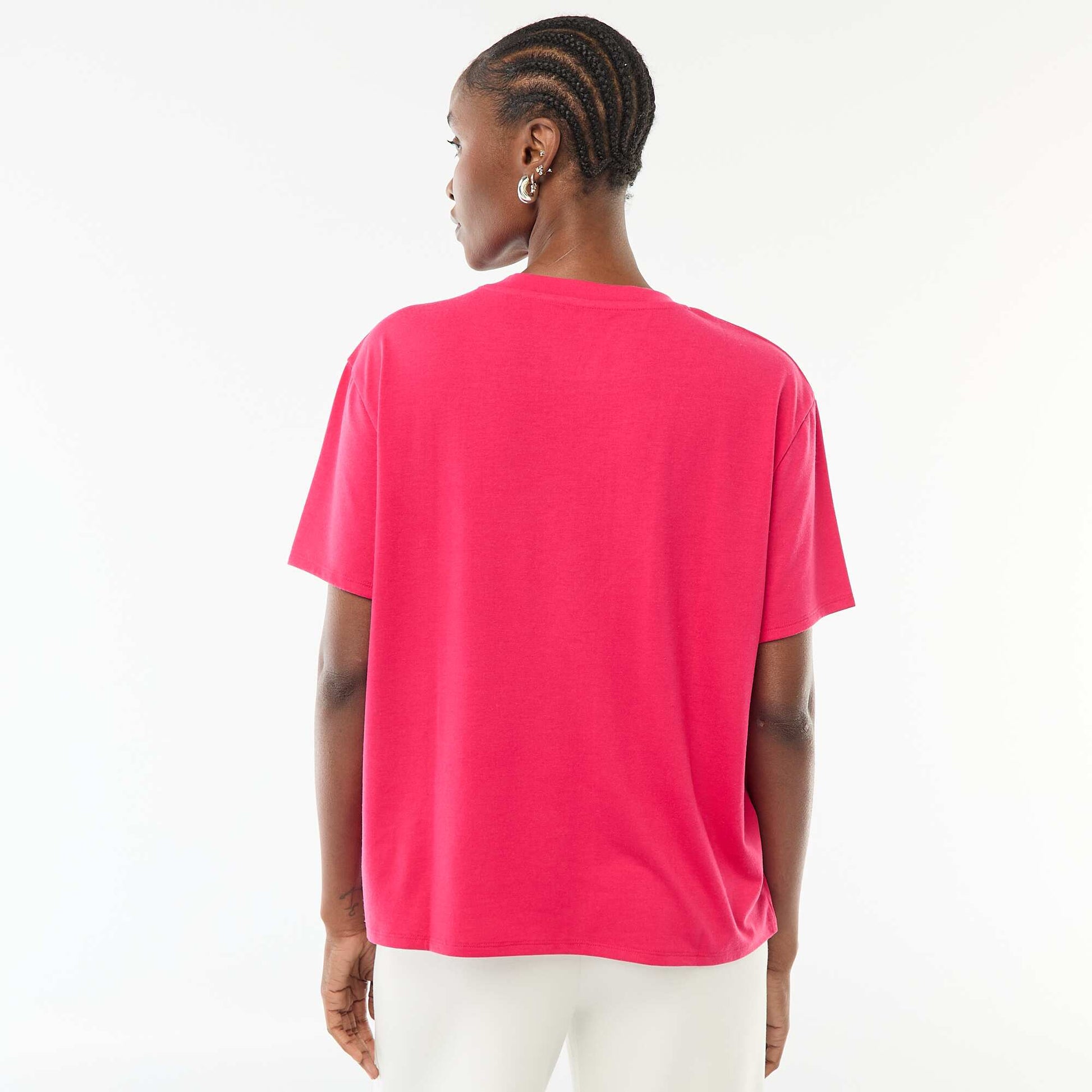 Camiseta de manga corta cuello de pico ROSA
