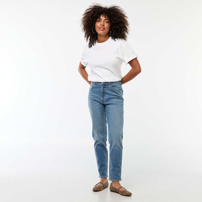 Jean con corte mom - L30 AZUL