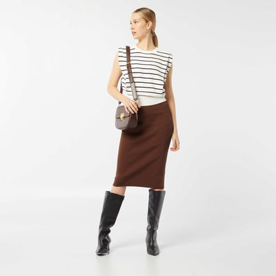 Falda midi ajustada MARRON