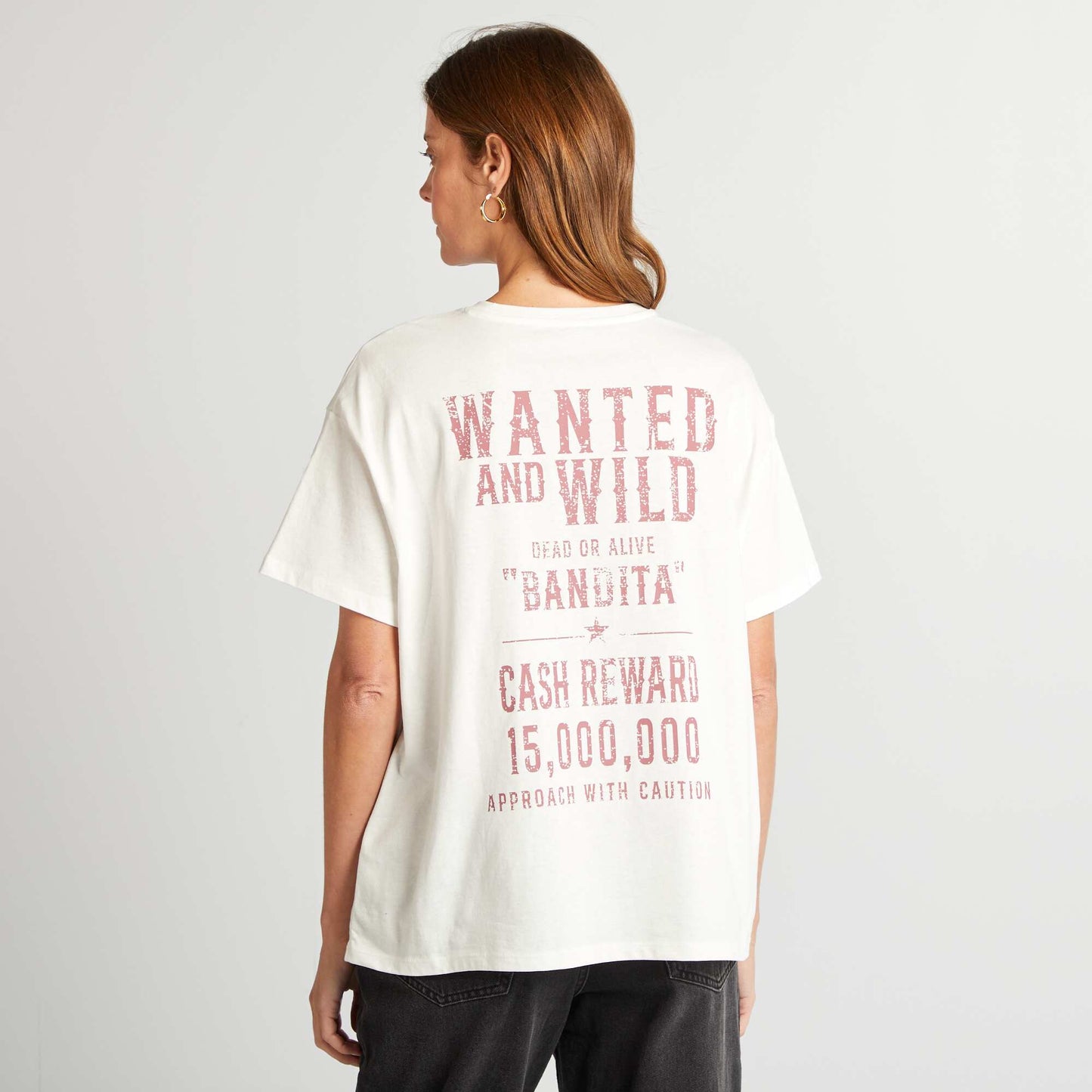 Camiseta de manga corta con mensaje BEIGE