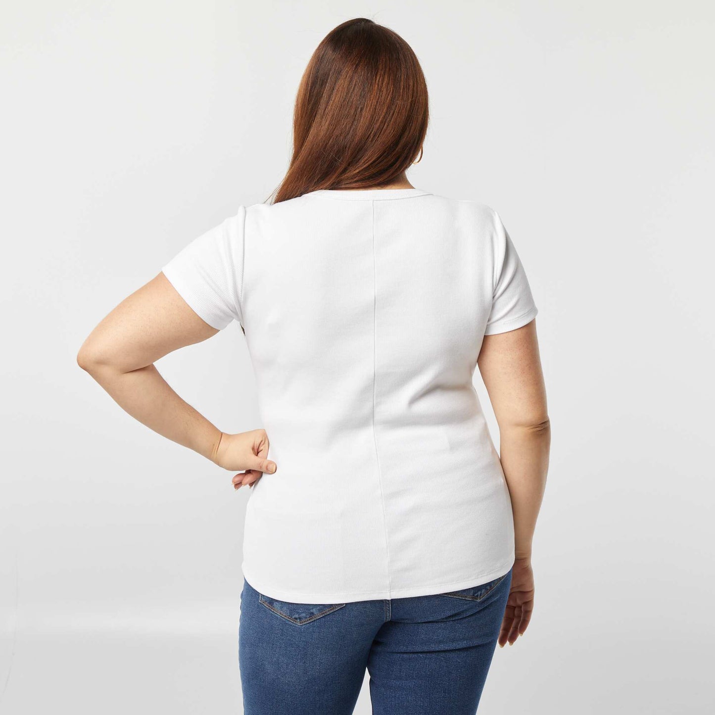 Camiseta de canalé con cuello abotonado BLANCO