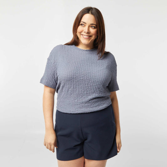 Camiseta ancha de punto gofrado AZUL