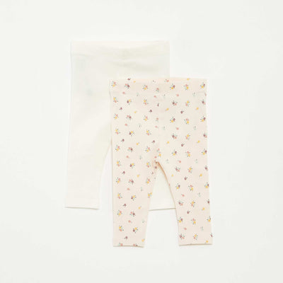 Pack de leggings largo 1 estampado all over / 1 color liso BLANCO