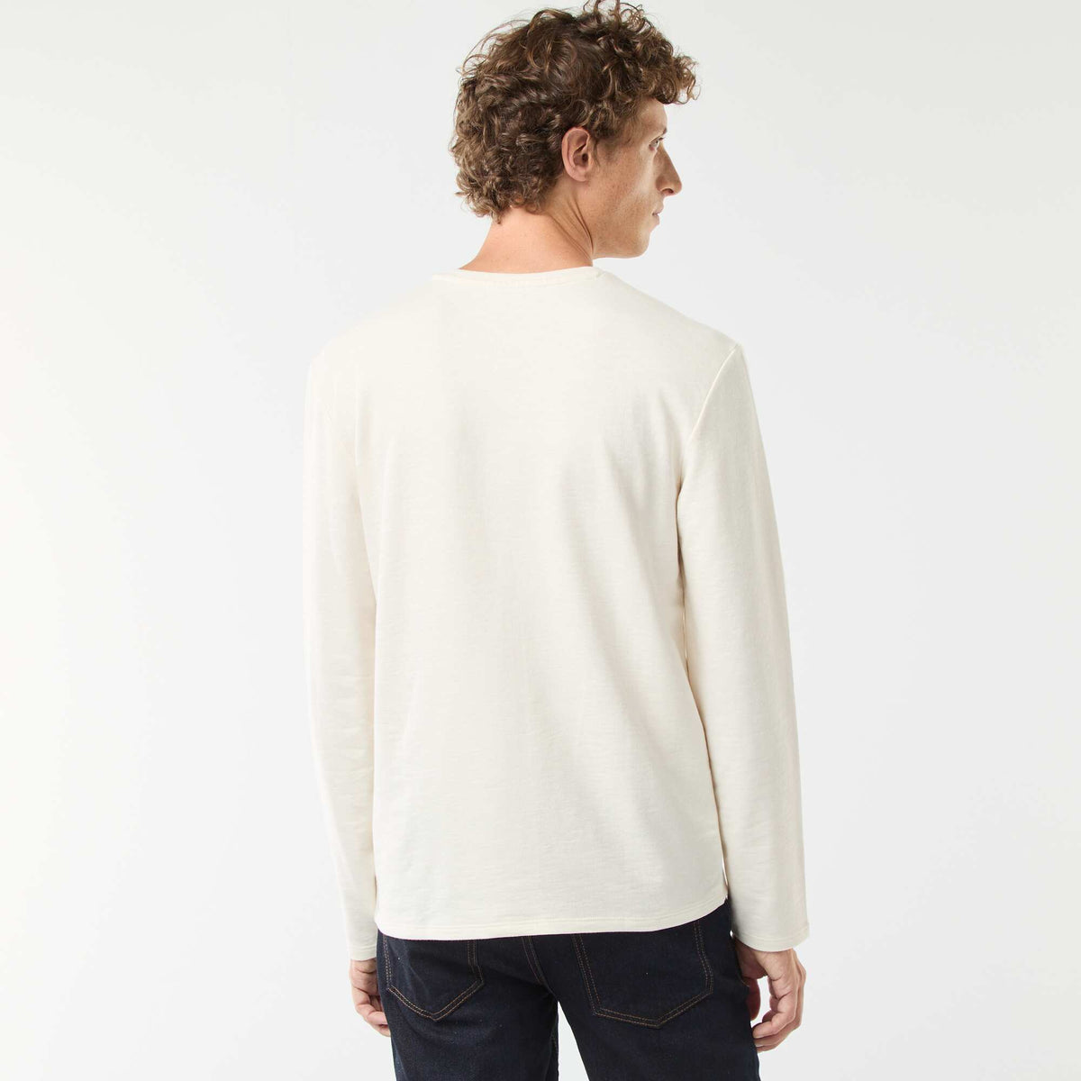 Camiseta de manga larga con cuello panadero BLANCO