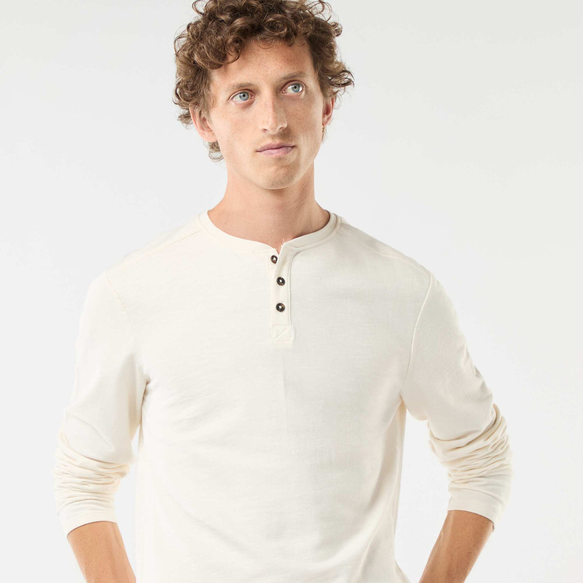 Camiseta de manga larga con cuello panadero BLANCO