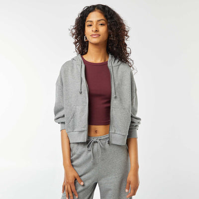 Buzo cropped con capucha GRIS