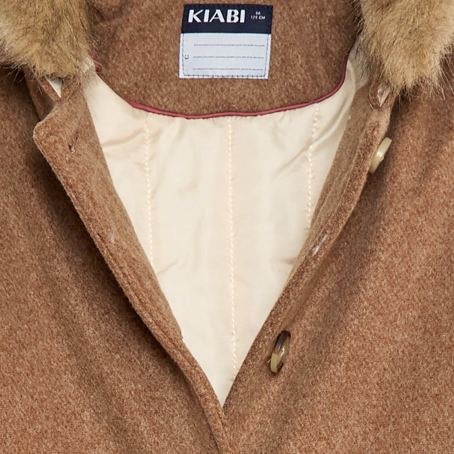 Abrigo con capucha efecto lana MARRON
