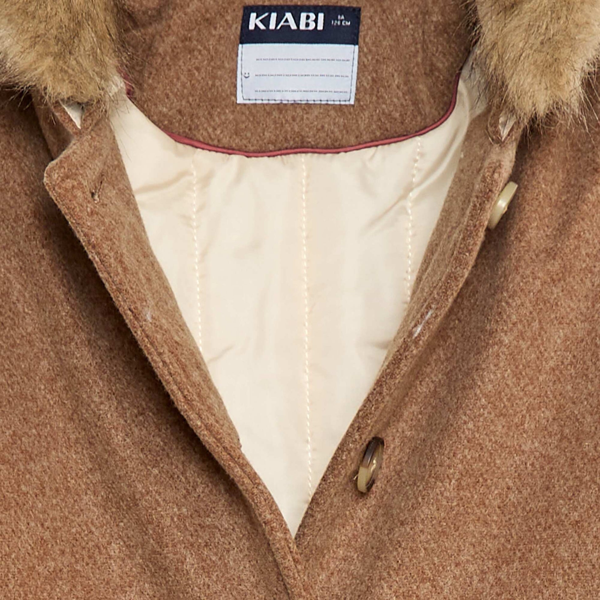 Abrigo con capucha efecto lana MARRON