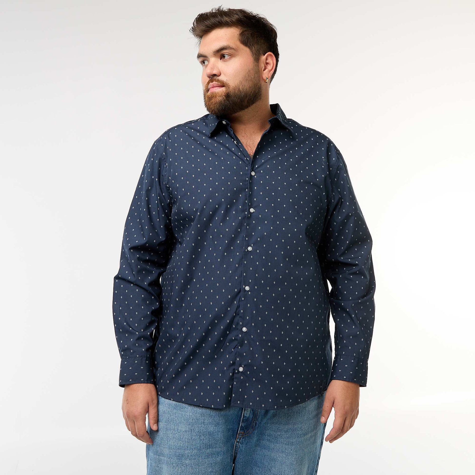 Camisa regular fit / corte recto con estampado AZUL