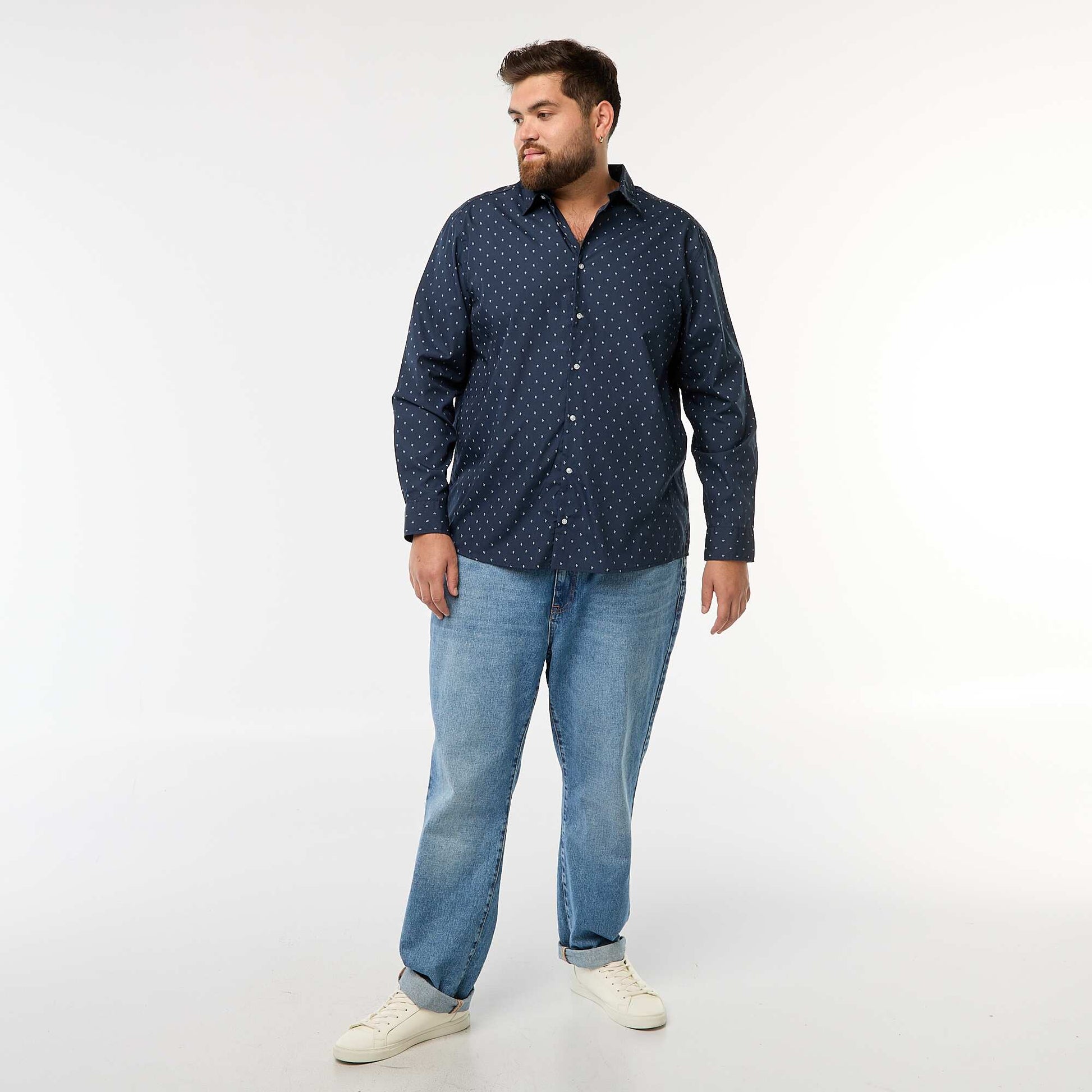 Camisa regular fit / corte recto con estampado AZUL