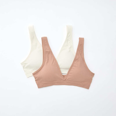 Lote de 2 sujetadores tipo top de canalé sin costuras ROSA