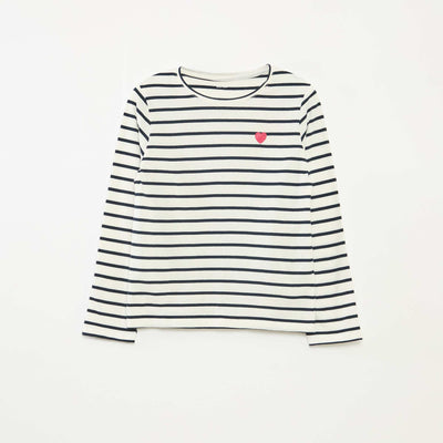 Camiseta de rayas de manga larga con cuello redondo AZUL