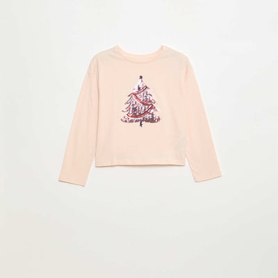 Camiseta de manga larga con lentejuelas ROSA