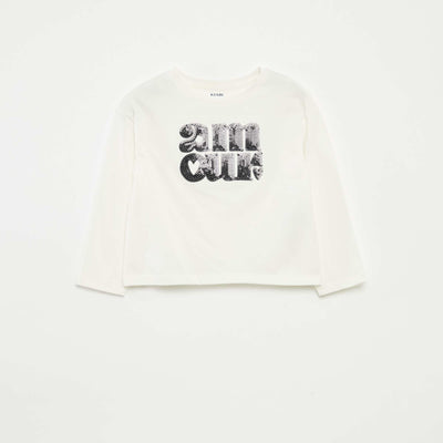 Camiseta de manga larga con lentejuelas BLANCO