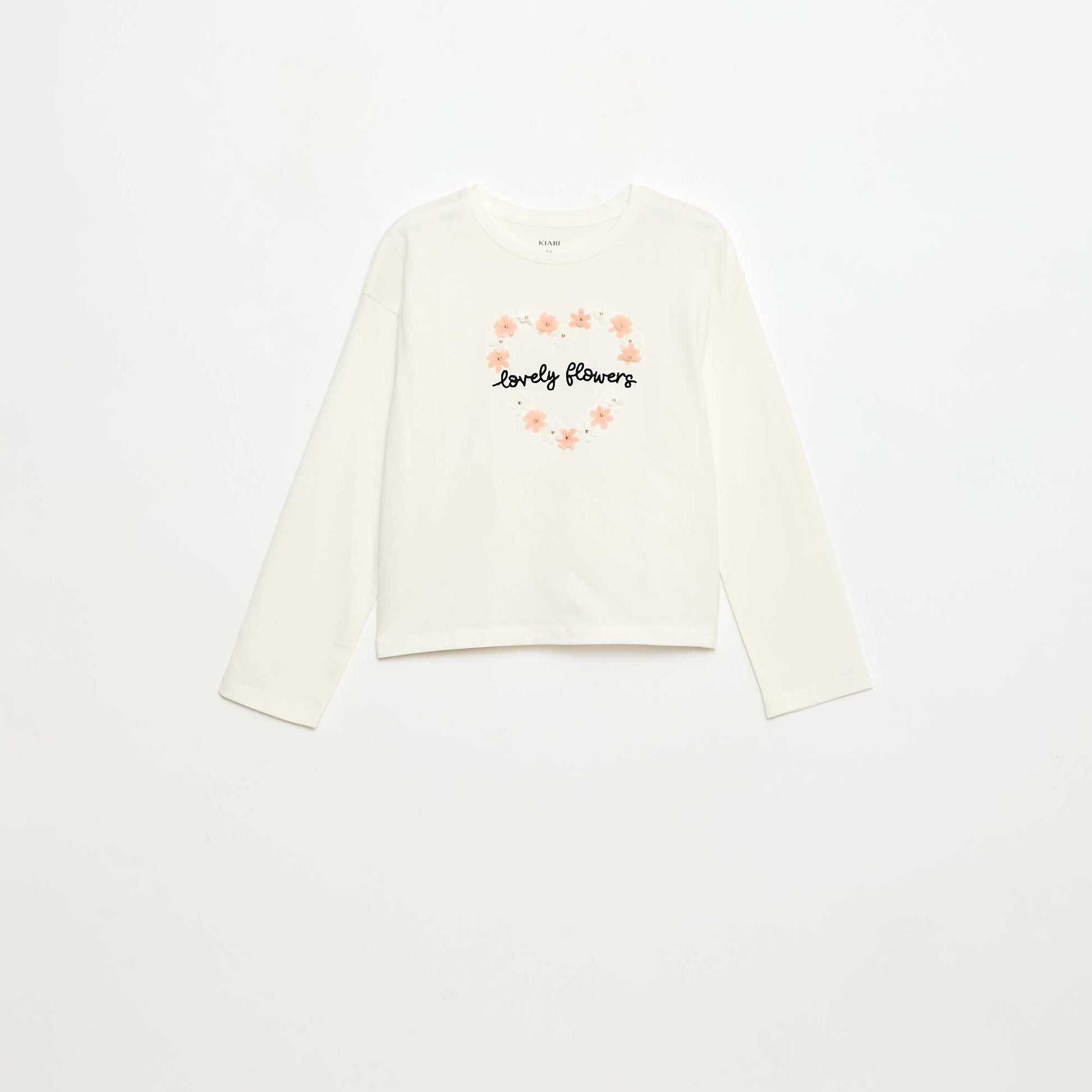 Camiseta de manga larga con lentejuelas BEIGE