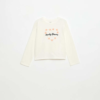 Camiseta de manga larga con lentejuelas BEIGE