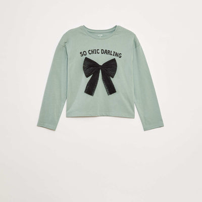 Camiseta de manga larga con lentejuelas VERDE